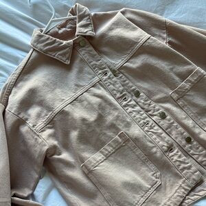 Zara Light Beige Corduroy Shirt Jacket